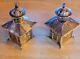 Rare Thistle and Bee Sterling Mini Pagoda Salt and Pepper Shakers VG