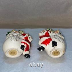 Rare VTG MCM LEFTON Santa Claus Pair Toy Sacks Christmas Salt Pepper Shakers
