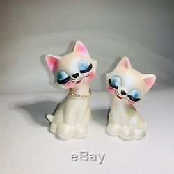 Rare Vintage Japan Ceramic Kitsch Eyelash Kitty Cat Salt Pepper Shaker Figurine