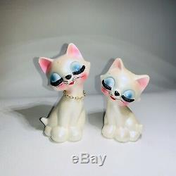 Rare Vintage Japan Ceramic Kitsch Eyelash Kitty Cat Salt Pepper Shaker Figurine