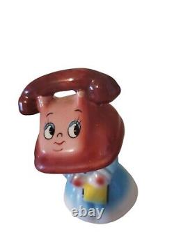 Rare Vintage PY JAPAN Anthropomorphic Telephone Girls Salt And Pepper Shakers