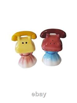 Rare Vintage PY JAPAN Anthropomorphic Telephone Girls Salt And Pepper Shakers