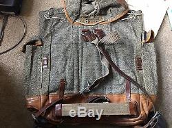Rare Vintage Swiss Army 1948 Rucksack Rifle Holder Backpack Canvas Salt & Pepper