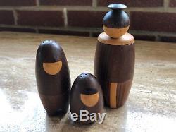 Rare Wood Danish Eskimo Cruet Salt and Pepper Shaker Jacob Jensen MCM Bojeson