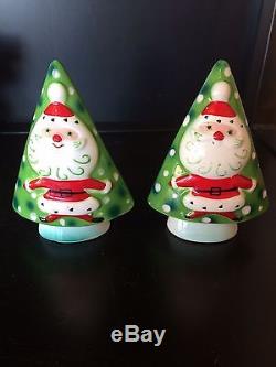 Rare vtg set Napco Santa Noel candle holders with salt & pepper shaker bells Japan
