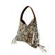 Raviani Hobo Style In Brown Salt & Pepper Hair On Cowhide With Fringe Made In USA