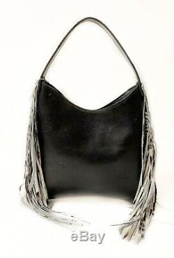Raviani New Hobo Style In Salt & Pepper Hair On Cowhide With Fringe Made In USA