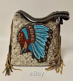 Raviani Western Indian Chief Painted WithFringe Salt & Pepper Hair On CCW Holster