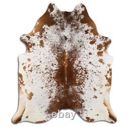 Real Cowhide Rug Salt & Pepper Brown Size 6 by 7 ft, Top Quality, Large Size