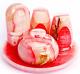 Red & White Marble Salt and Pepper Set with Tray, 5 Pieces