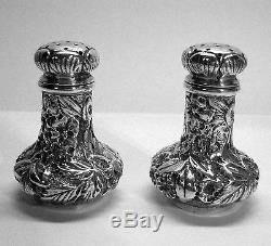 Ritter & Sullivan Baltimore Repousse Sterling Silver Salt Pepper Shakers 1900-15