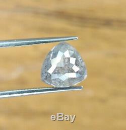 Rose Cut Triangle Salt and Pepper Gray Diamond 2.42 Carat 8.50 8.00 MM Natural