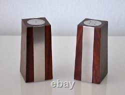 Rosewood Steel Obelisk Salt and Pepper Shakers Paul Evans Lloyd Powell Style 60s