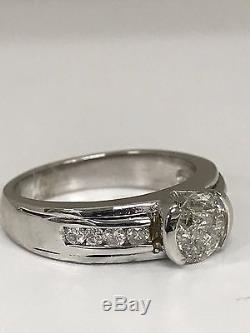 Round Natural Salt and Pepper Diamond Ring 14k White Gold Estate #2608 Closeout