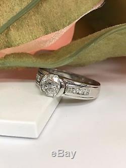 Round Natural Salt and Pepper Diamond Ring 14k White Gold Estate #2608 Closeout