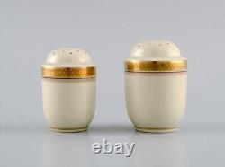 Royal Copenhagen Golden Horns. Mustard jar, salt and pepper shaker. 1960s