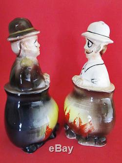 STANLEY & DR. LIVINGSTON IN CANIBAL STEW POTS! Salt and Pepper Shakers