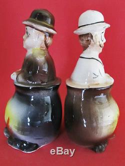 STANLEY & DR. LIVINGSTON IN CANIBAL STEW POTS! Salt and Pepper Shakers