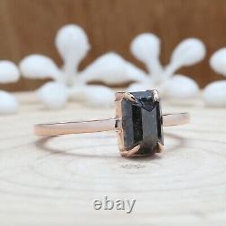 Salt And Pepper Emerald Diamond 14K Solid Gold Ring Wedding Gift Ring KDL6838