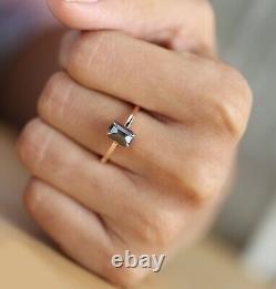 Salt And Pepper Emerald Diamond 14K Solid Gold Ring Wedding Gift Ring KDL6838