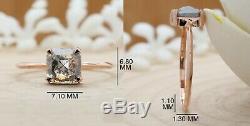 Salt And Pepper Emerald Diamond 14K Solid Rose Gold Ring Engagement Ring KD610
