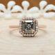 Salt And Pepper Emerald Diamond 14K Solid Rose Gold Ring Engagement Ring KD622