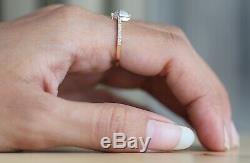 Salt And Pepper Kite Diamond 14K Solid Rose Gold Ring Engagement Gift Ring KD437