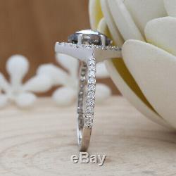 Salt And Pepper Kite Diamond 14K Solid White Gold Engagement Wedding Ring KD477
