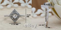 Salt And Pepper Kite Diamond 14K Solid White Gold Engagement Wedding Ring KD477