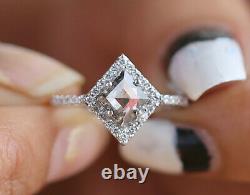 Salt And Pepper Kite Diamond 14K Solid White Gold Ring Wedding Gift Ring KD820