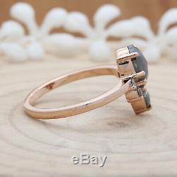 Salt And Pepper Oval Diamond 14K Solid Rose Gold Ring Wedding Ring KD575