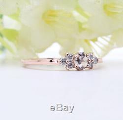 Salt And Pepper Oval Natural Diamond Ring 14K Solid Rose Gold Baby Ring GR112