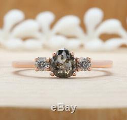 Salt And Pepper Pear Diamond 14K Solid Rose Gold Ring Engagement Gift Ring KD560