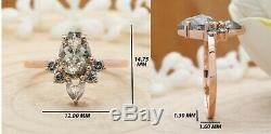 Salt And Pepper Pear Diamond 14K Solid Rose Gold Ring Engagement Ring KD598