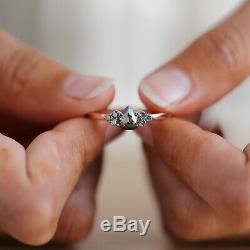 Salt And Pepper Pear Diamond Ring 14K Solid Rose Gold Engagement Gift Ring GR30
