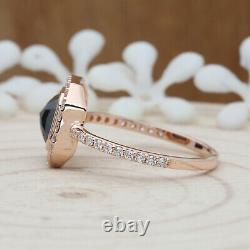 Salt And Pepper Radiant Diamond 14K Solid Rose Gold Engagement Gift Ring KD357