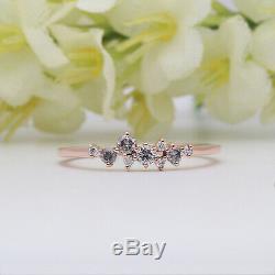 Salt And Pepper Round Diamond 14K Solid Rose Gold Ring Engagement Gift Ring GR06