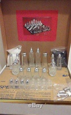 Salt And Pepper Shaker Chess Set New! Large Deluxe Set