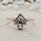 Salt And Pepper Shield Diamond 14K Solid Rose Gold Ring Engagement Ring KD385