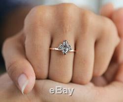 Salt And Pepper Shield Diamond 14K Solid Rose Gold Ring Engagement Ring KD385