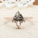 Salt And Pepper Triangle Diamond 14K Solid Rose Gold Ring Wedding Ring KD595