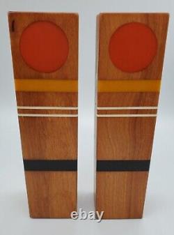 Salt & Pepper Shakers 1976 Mid Century Modern Wood Resin Inlay by Robert McKeown