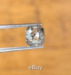 Salt and Pepper Asscher Cut Diamond 1.03 Carat 5.70 5.50 MM Natural Loose Dia