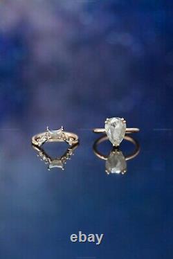 Salt and Pepper Band Engagement Ring 14k Yellow Gold Diamond Gemstone Jewelry