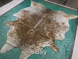 Salt and Pepper Cowhide Rug Size 7.4 X 6.4 ft Brown and White Cowhide E-781