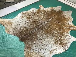 Salt and Pepper Cowhide Rug Size 7.4 X 6.4 ft Brown and White Cowhide E-781