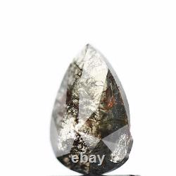 Salt and Pepper Diamond 0.67 Ct Rare Natural Gray Pear Loose Diamond for Ring