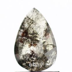 Salt and Pepper Diamond 0.67 Ct Rare Natural Gray Pear Loose Diamond for Ring