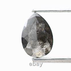 Salt and Pepper Diamond 1.14 Ct Rare Natural Gray Pear Loose Diamond for Ring