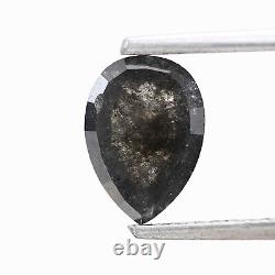 Salt and Pepper Diamond 1.14 Ct Rare Natural Gray Pear Loose Diamond for Ring